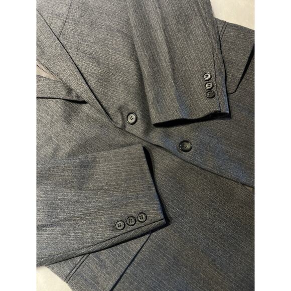 Vintage Fratelli Uomo 40-42L Gray Muted Cobalt Blue Stripe Blazer Flannel Finish - Picture 8 of 15